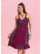Strap Lace Collar Purple Ethnic Dress 4575